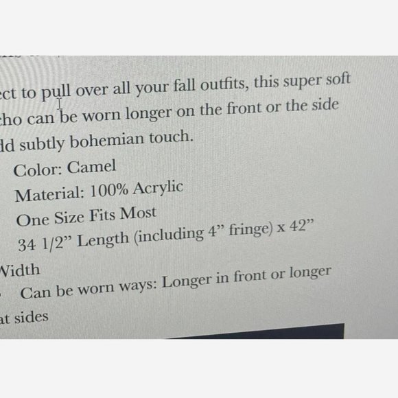 🌸 Shiraleah Rowan Poncho Camel Color Rachel Zoe Curateur ONE SIZE - Picture 11 of 16